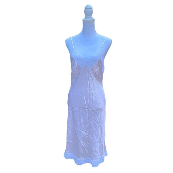 VINTAGE 1960s PINK CHEMISE SLIP NIGHTGOWN PETTICOAT LACE TRIM ITALIAN SIZE 4/38 - Picture 14 of 17